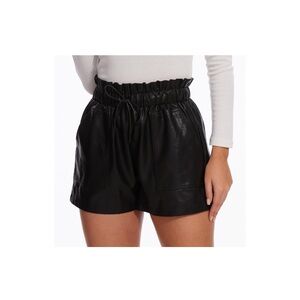 Black Leather Women Shorts